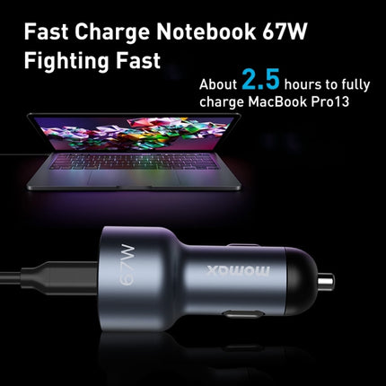 MOMAX UC16E 67W USB-C / Type-C + USB Dual Ports Car Charger, 67W