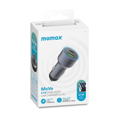 MOMAX UC16E 67W USB-C / Type-C + USB Dual Ports Car Charger, 67W