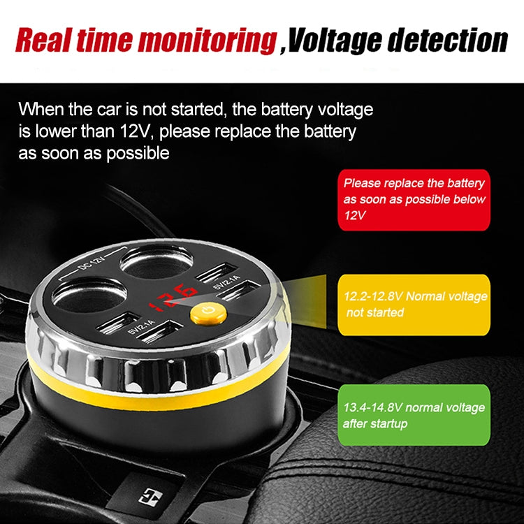 Cup Holder Car Charger Dual Cigarette Lighter 4USB Ports Charger Car MP3 Player
