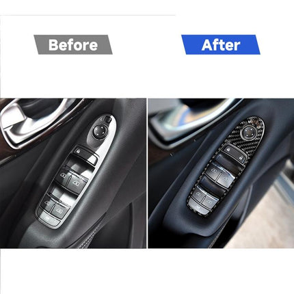 4 PCS Car Carbon Fiber Window Lift Panel Decorative Sticker for Infiniti Q50 2014-2020, Left Drive, Window Lift Panel (B)