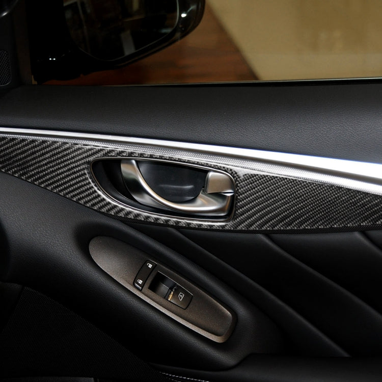 4 PCS Car Carbon Fiber Door Inner Handle Panel Decorative Sticker for Infiniti Q50 2014-2020, Left Drive