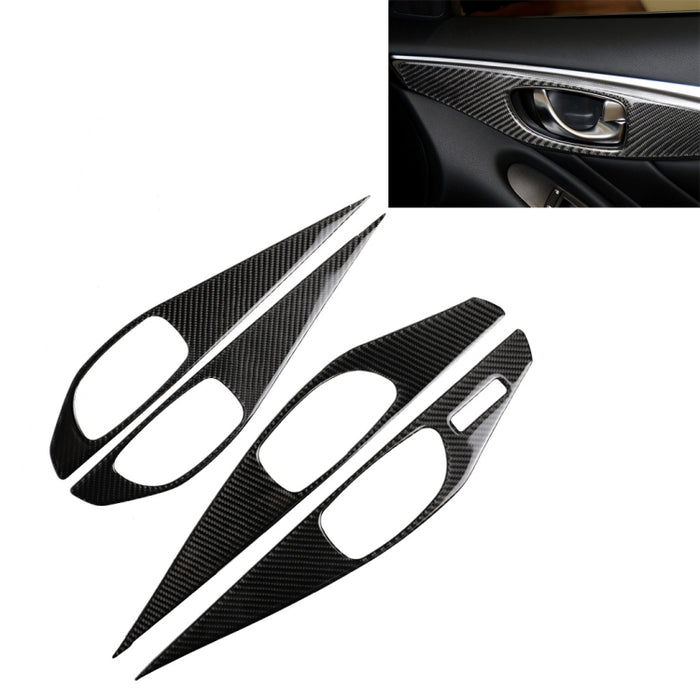 4 PCS Car Carbon Fiber Door Inner Handle Panel Decorative Sticker for Infiniti Q50 2014-2020, Left Drive, Door Inner Handle Panel (A)