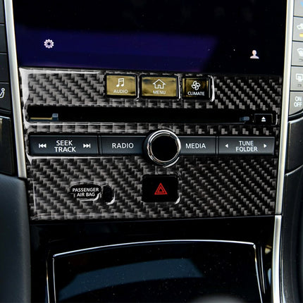 Car Carbon Fiber CD  Console Panel Decorative Sticker for Infiniti Q50 / Q60 2014-2020, CD Console Panel  (B)