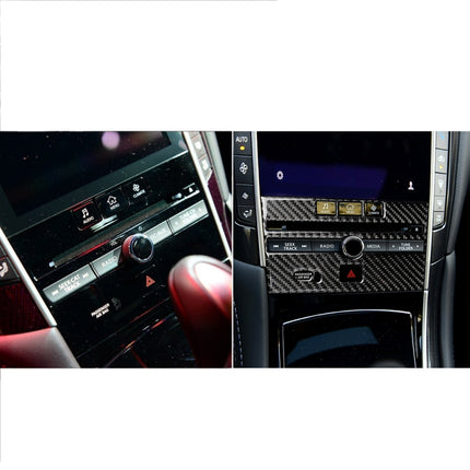 Car Carbon Fiber CD  Console Panel Decorative Sticker for Infiniti Q50 / Q60 2014-2020