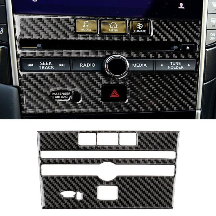 Car Carbon Fiber CD  Console Panel Decorative Sticker for Infiniti Q50 / Q60 2014-2020, CD Console Panel  (B)