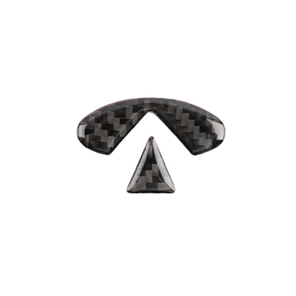 2 PCS Car Carbon Fiber Steering Wheel Logo Decorative Sticker for Infiniti Q50 / Q60 2014-2020, Steering Wheel Logo
