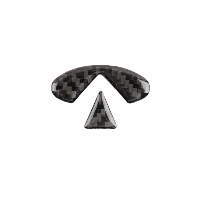 2 PCS Car Carbon Fiber Steering Wheel Logo Decorative Sticker for Infiniti Q50 / Q60 2014-2020, Steering Wheel Logo