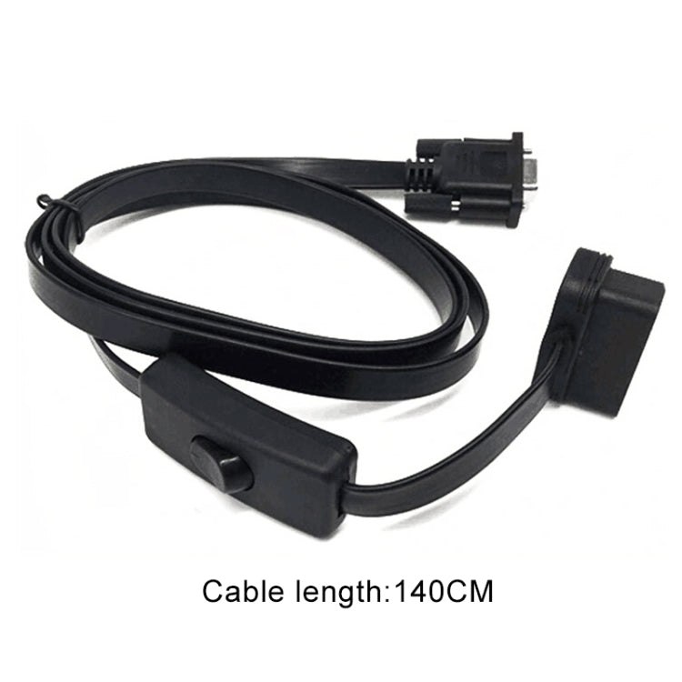 Car OBD Extended Diagnostic Tool OBD2 16PIN to DB9 Serial RS232 Cable with Switch, OBD Extended Diagnostic Tool
