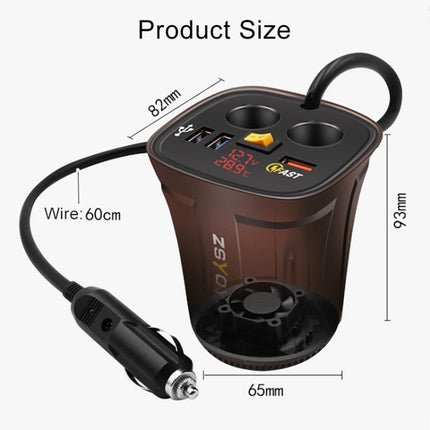 Universal Car QO3.0 Three Port USB Charger Power Outlet Adapter with LED Digital Voltmeter and Thermometer