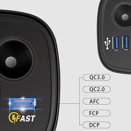 Universal Car QO3.0 Three Port USB Charger Power Outlet Adapter with LED Digital Voltmeter and Thermometer