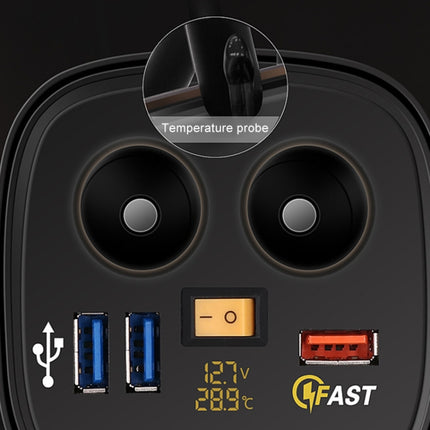 Universal Car QO3.0 Three Port USB Charger Power Outlet Adapter with LED Digital Voltmeter and Thermometer