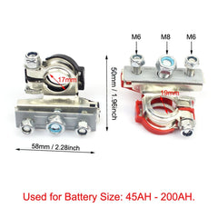 FOXSUR 1 Pair Car Automotive Battery Wire Cable Terminals Clamp Connectors Kit, Wire Cable Terminals