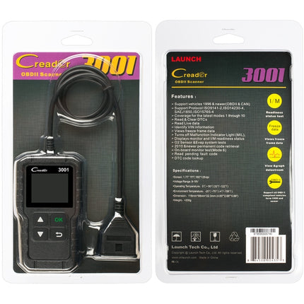 Launch Creader CR3001 Car Color Screen Code Reader OBD2 Fault Detector Diagnostic Tool, Launch Creader CR3001