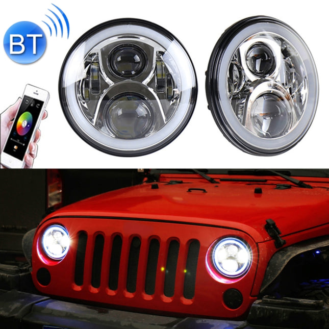 2 PCS 7 inch DC12V 6000K-6500K 50W Car LED Headlight Cree Lamp Beads for Jeep Wrangler / Harley, Support APP + Bluetooth Control, DC12V 6000K-6500K 50W