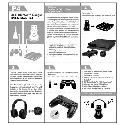USB 4.0 Bluetooth Adapter Receiver and Transmitters for Sony PlayStation PS4, For PS4