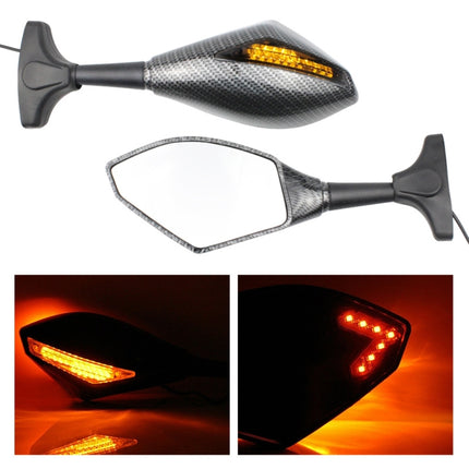 Motorcycle Modified Rear View Mirror Set with Light for Kawasaki