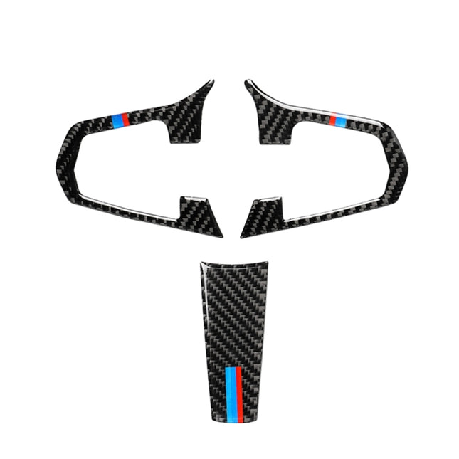 3 in 1 Car Carbon Fiber Tricolor Steering Wheel Button Decorative Sticker for BMW 5 Series G30 X3 G01, Left and Right Drive Universal, For BMW 5 Series G30 X3 G01(Tricolor)