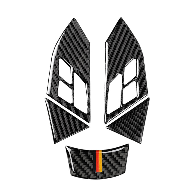 5 in 1 Car Carbon Fiber Germany Color Steering Wheel Button Decorative Sticker for BMW 5 Series E60 2004-2010, Left and Right Drive Universal, For BMW 5 Series E60 2004-2010(Germany Color)