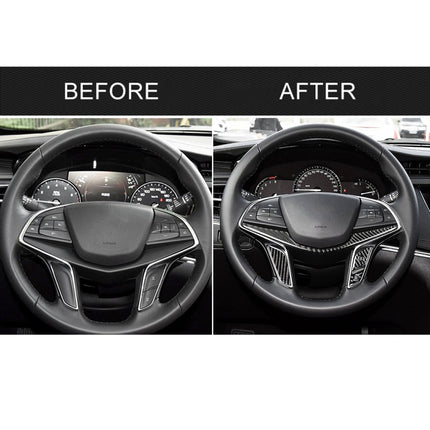 4 in 1 Car Carbon Fiber Steering Wheel Button Decorative Sticker for Cadillac xt5 2016-2017, Left and Right Drive Universal, For Cadillac xt5 2016-2017