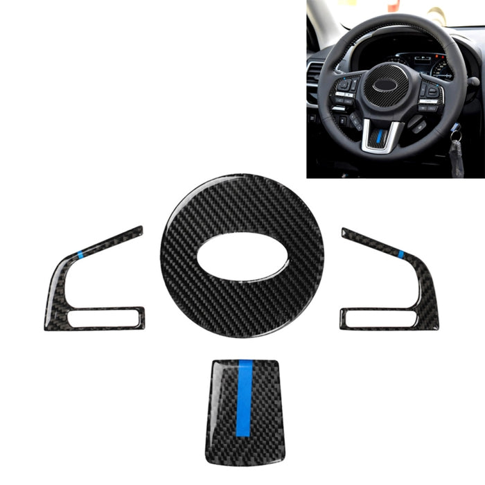 4 in 1 Car Carbon Fiber Blue Steering Wheel Button Decorative Sticker for Subaru Forester 2016-2018, Left and Right Drive Universal, For Subaru Forester 2016-2018(Blue)