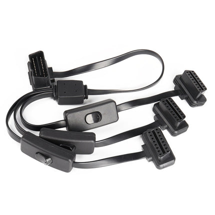 16PIN Car Ultra-thin OBD Diagnostic Extended Cable OBD2 Cable with Switch, 16PIN 3 in 1