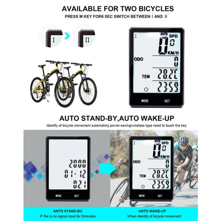 2.8 inch English Wireless Waterproof Cycle Computer LCD Odometer Speedometer, Wireless
