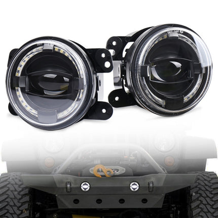 2 PCS 4 inch Car LED Angel Eyes Spotlight Modified Fog Lights for Jeep Wrangler / Dodge / Chrysler PT Cruiser