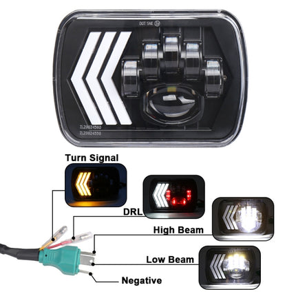 2 PCS 5X7 inch Car Modified Red Background LED Square Headlamp for Jeep Wrangler, For Jeep Wrangler(5X7 inch)