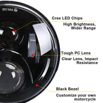 7 inch Round LED Motorcycle Headlight Modified Spotlight for Honda, For Honda, For Honda Silver