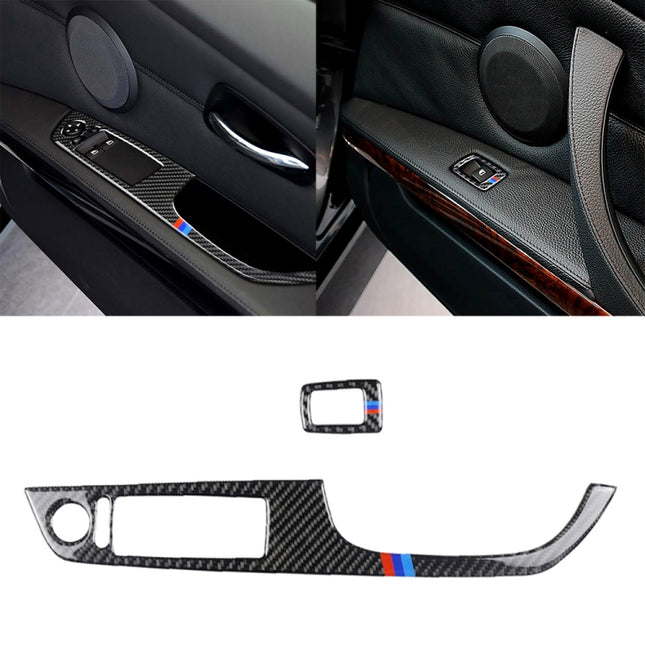 2 in 1 Three Color Carbon Fiber Car Right Driving Lifting Panel Decorative Sticker for BMW E92 2005-2012, For BMW (Right Driving)