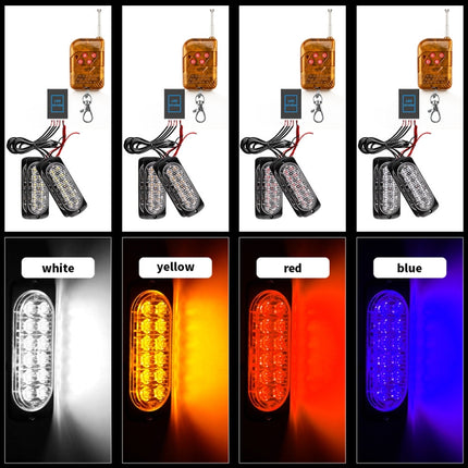 DC12V-24V / 18W 4 in 1 Front Grille Emergency Strobe Flash Warning Light Pickup 12LEDs Side Light Wireless Control 16 Modes