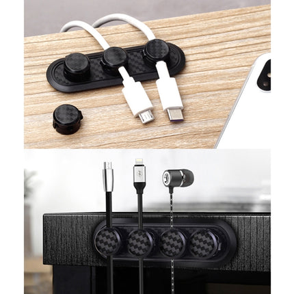 Car Carbon Fiber Magnetic Clamp Cable Storage Box Creative Desktop Hub Organizer