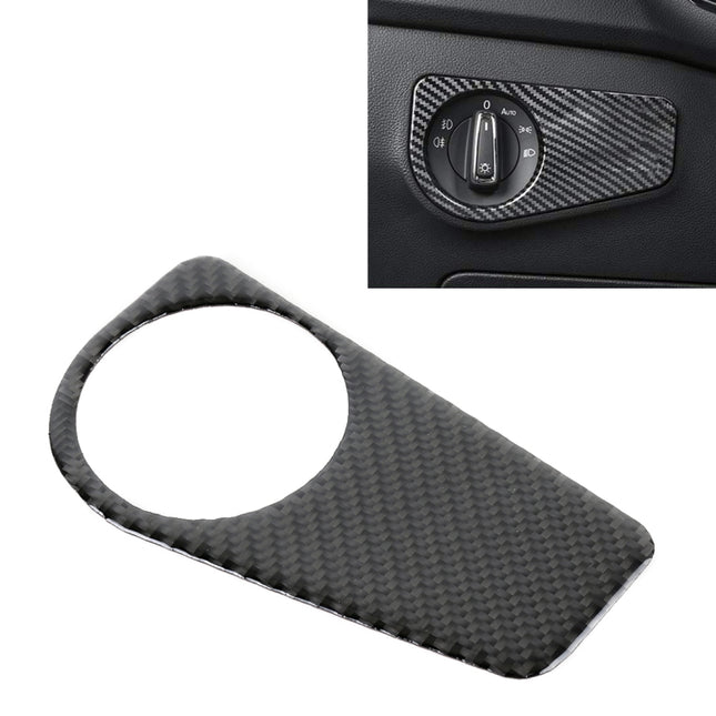 Car Carbon Fiber Headlight Switch Panel Decorative Sticker for Volkswagen Tiguan L 2019-2021, Low Configuration