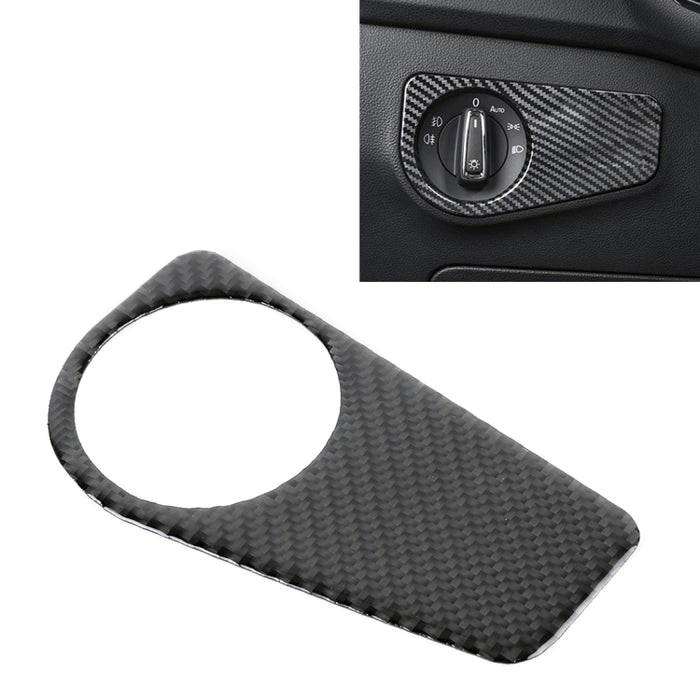 Car Carbon Fiber Headlight Switch Panel Decorative Sticker for Volkswagen Tiguan L 2019-2021, Low Configuration, Headlight Switch, Low Configuration