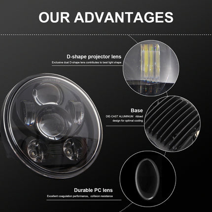 EagleVision DC9-30V 35W 6000K 4000LM 5.75 inch Round Motorcycle 6LEDs Headlight for Harley-Davidson