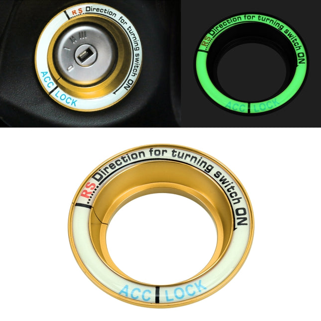 For Ford Fluorescent Aluminum Alloy Ignition Key Ring, Inside Diameter: 3.2cm, For Ford (Gold), For Ford (Red), For Ford (Silver), For Ford  (Sky Blue), For Ford (Black)