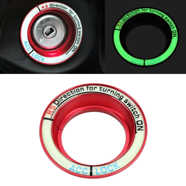 For Ford Fluorescent Aluminum Alloy Ignition Key Ring, Inside Diameter: 3.2cm, For Ford (Red), For Ford (Silver), For Ford  (Sky Blue), For Ford (Black), For Ford (Gold)