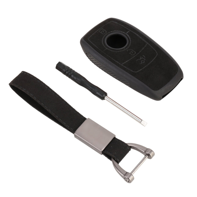 Car Flocking Plastic Square-shaped Key Protective Cover Two Buttons for Mercedes-Benz