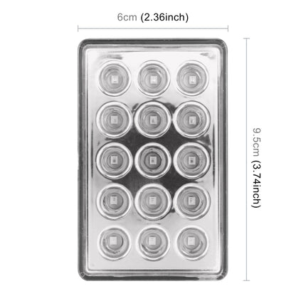 DC12V 1W Car Square Highlight Brake Lights Reversing Light with 15LEDs SMD-3528