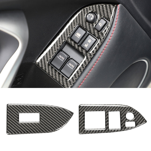 Car Carbon Fiber Window Glass Lifting Panel Decorative Sticker for Subaru BRZ / Toyota 86 2013-2017, Left Drive