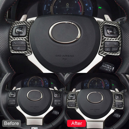 Car Carbon Fiber Steering Wheel Button Decorative Sticker for Lexus IS250 NX200 200t 300h 13-, Left Drive