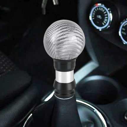 Universal Car Pressable Telescopic Carbon Fiber Gear Head Gear Shift Knob, Length: 9.5cm