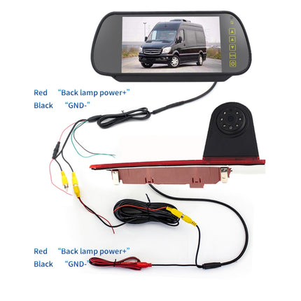 PZ477 Car Waterproof 170 Degree Brake Light View Camera + 7 inch Rearview Monitor for Ford Transit Custom