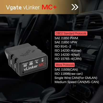 Vgate VLINKER MC+ V2.2 Bluetooth 4.0 Car OBD Fault Diagnosis Detector, MC+ V2.2 Bluetooth 4.0