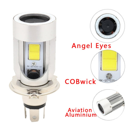 H4 DC12-80V / 20W / 6000K / 2000LM Motorcycle Headlight with Angel Eyes