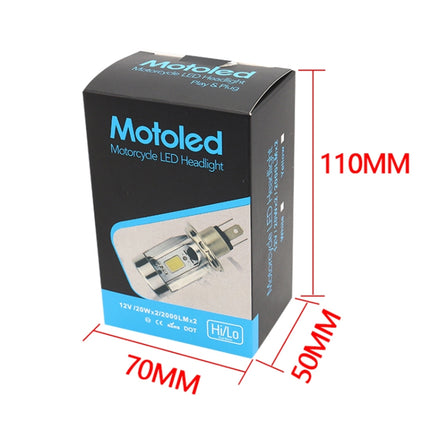 H4 DC12-80V / 20W / 6000K / 2000LM Motorcycle Headlight with Angel Eyes