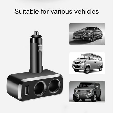 SHUNWEI SD-1909 80W 0.8A Car 2 in 1 USB Charger 90 Degree Free Rotation Cigarette Lighter, SD-1909 (Black), SD-1909