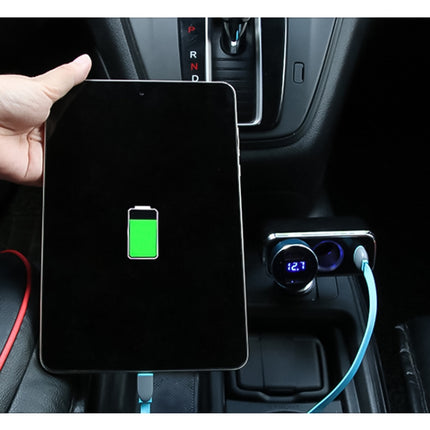 SHUNWEI SD-1909 80W 0.8A Car 2 in 1 USB Charger 90 Degree Free Rotation Cigarette Lighter, SD-1909 (Black), SD-1909