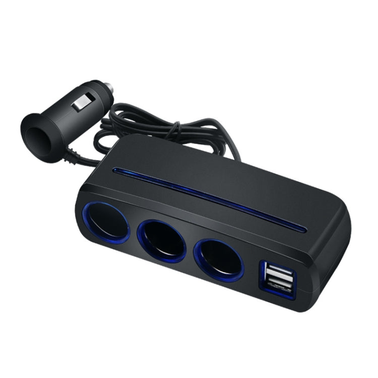 SHUNWEI SD-1938 120W 3A Car 3 in 1 Dual USB Charger Cigarette Lighter with Atmosphere Light, SD-1938 (Black), SD-1938