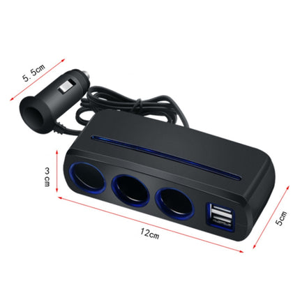 SHUNWEI SD-1938 120W 3A Car 3 in 1 Dual USB Charger Cigarette Lighter with Atmosphere Light, SD-1938 (Black)